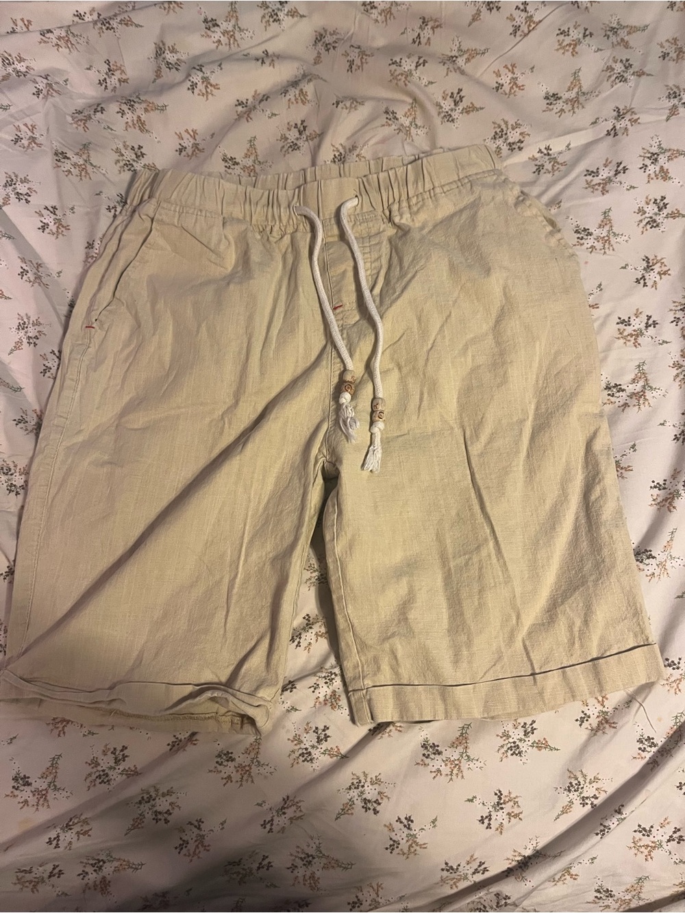 tan khaki shorts with drawstring !!